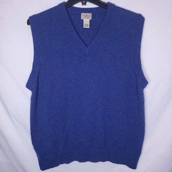 L.L. Bean Other - LL Bean Sweater Vest Mens XXL Blue Lambswool Pullover Knit Preppy Vintage